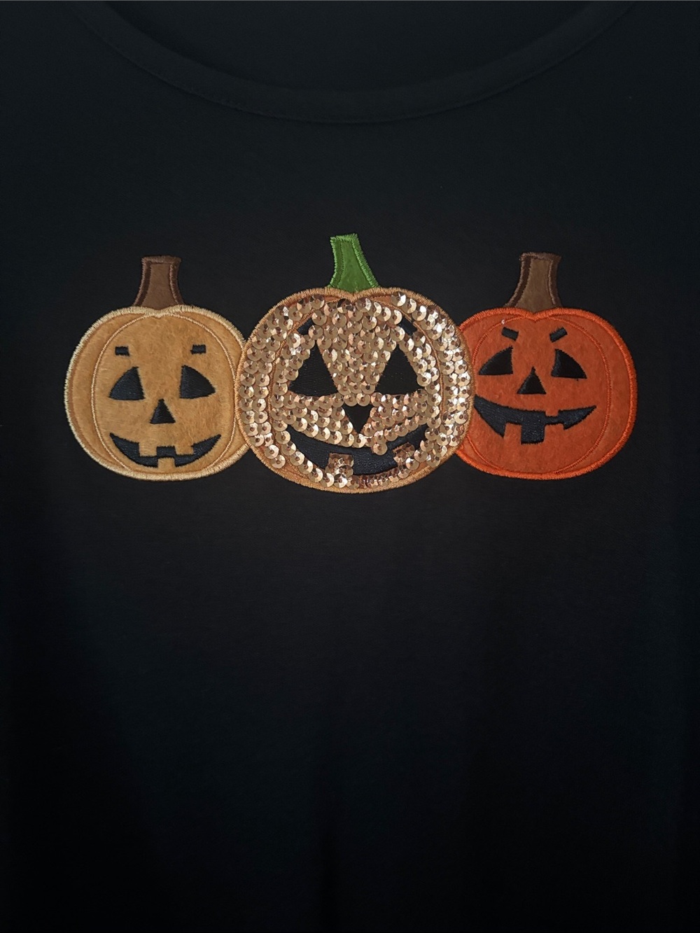 Black Halloween Pumpkin Sequin Long-Sleeve Top - Womens - Picture 2 of 5